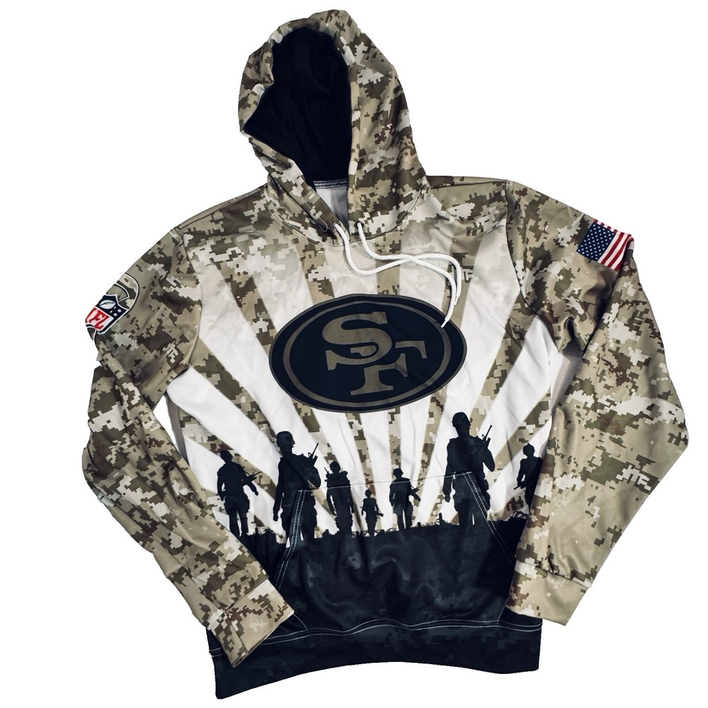 NFL 49er's Hoodie‎ Men's Camo Military Salute To Service Veteran Soldier SF
